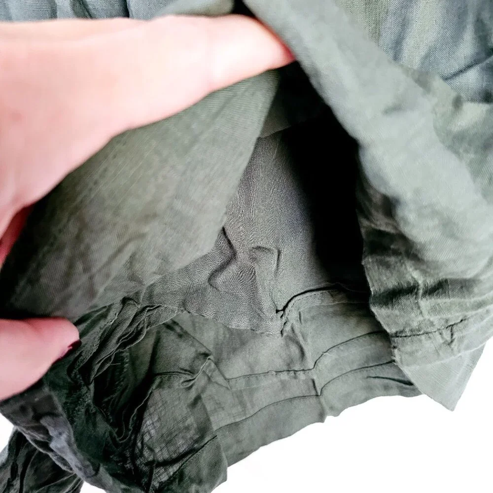 Blue Rain Francesca's‎ Olive Green Paperbag Waist Rayon Shorts Boho Summer S